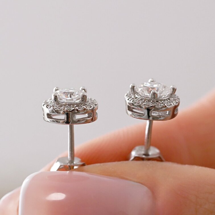 Strieborné náušnice AURORA 11M00003 moissanite