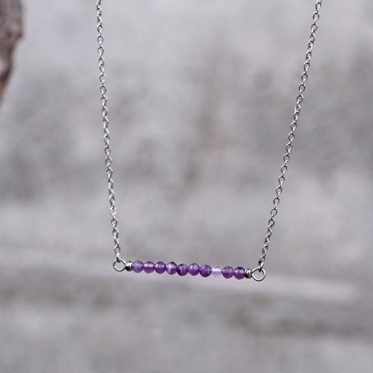 Oceľový náhrdelník fialový 42038.3