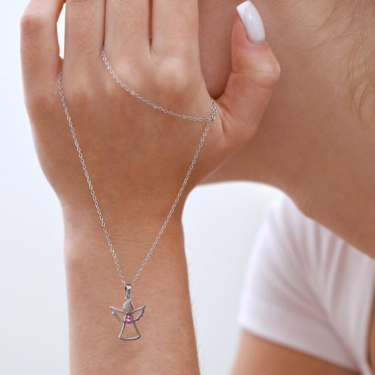 Náhrdelník anděl se Swarovski krystaly 42043.3 růžový