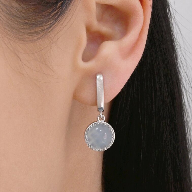 Strieborné visiace náušnice s akvamarínom 11734.3