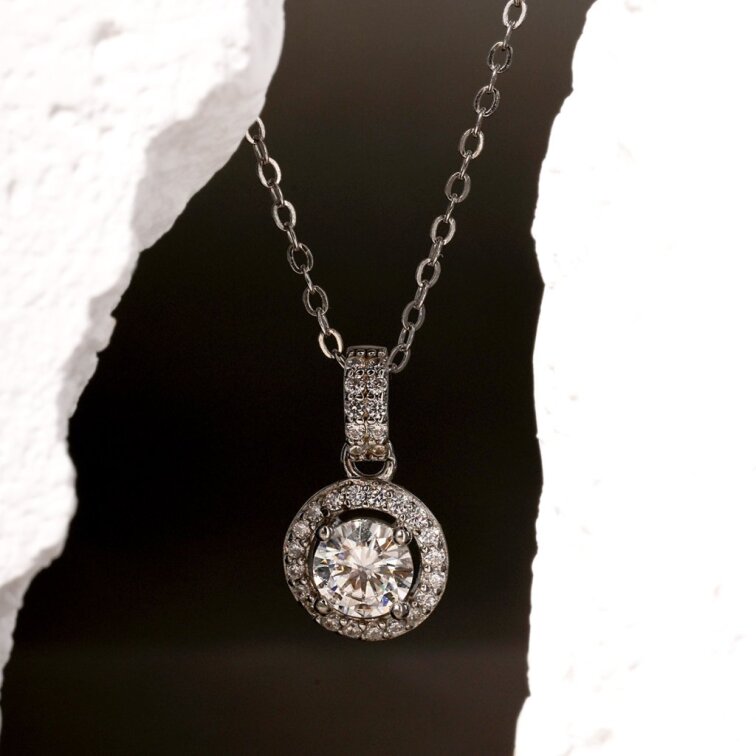 Stříbrný náhrdelník AURORA 12M00001 moissanite