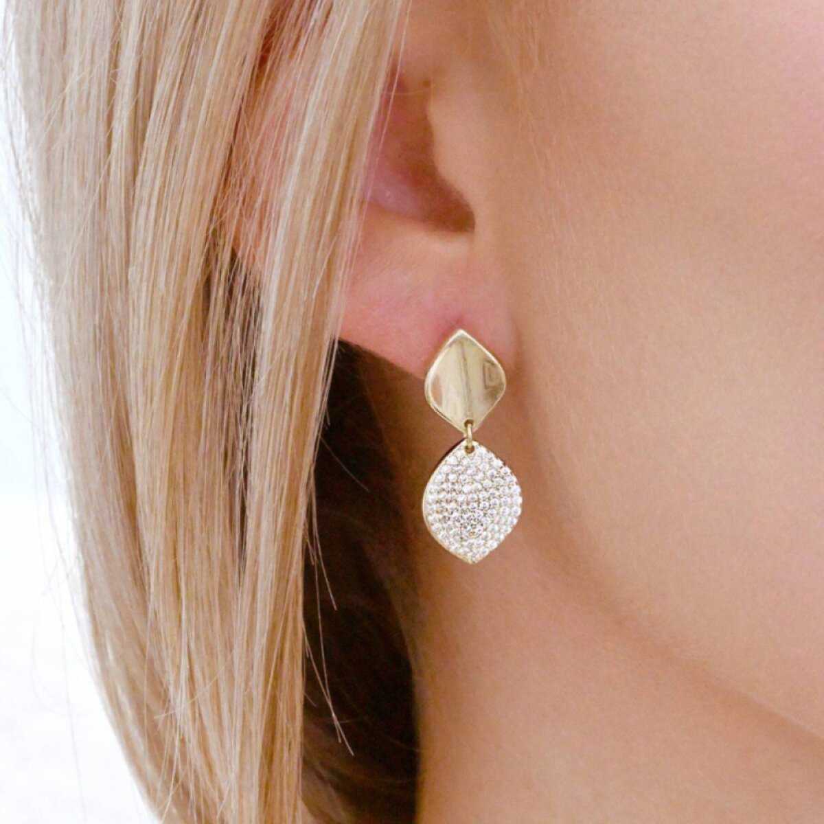 Pozlacené náušnice dvojité kapky 11788.1