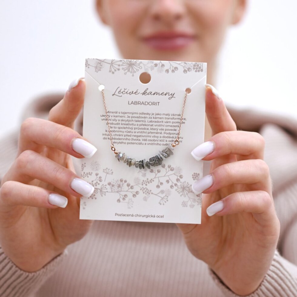 Náhrdelník s kamenem labradorit 42037.3 ocel