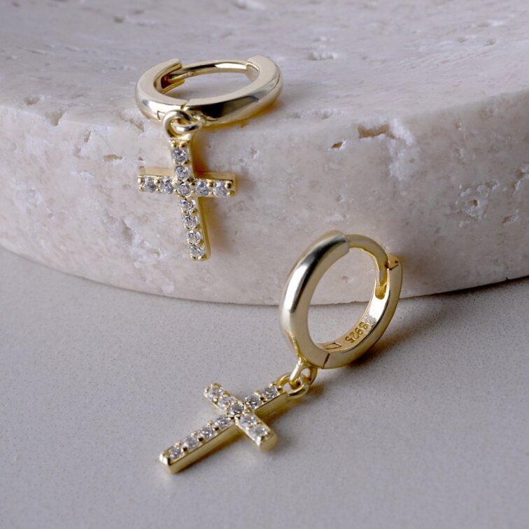 Pozlátené krúžky so zaveseným krížikom 11778.1