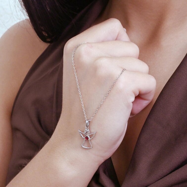 Náhrdelník anděl se Swarovski krystaly 42043.3 červený