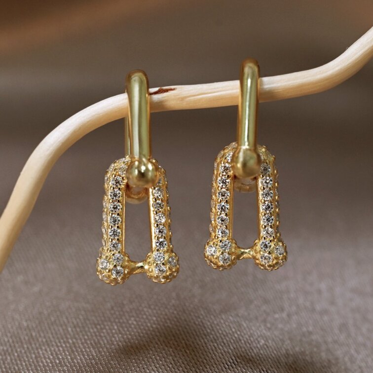 Pozlátené strieborné náušnice elegantné uzle so zirkónmi 11660.1