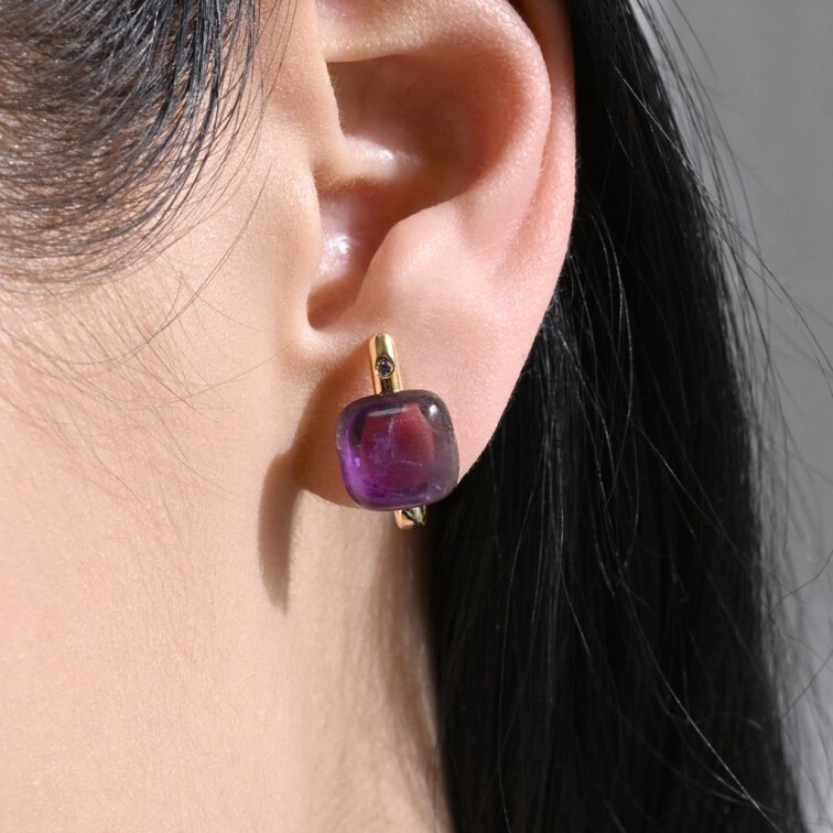 Pozlátené náušnice s ametystom 11731.3