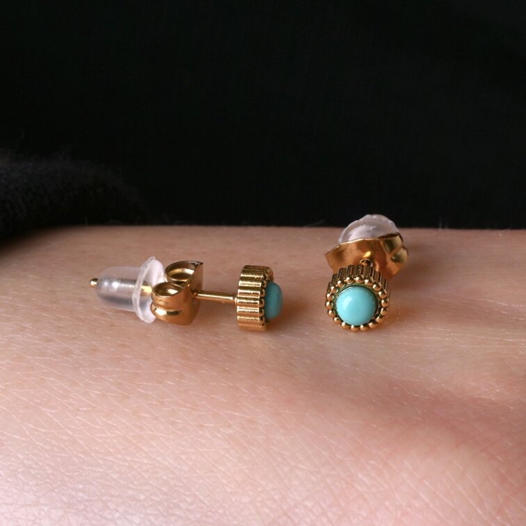 Náušnice oceľové s tyrkysom 41016.3