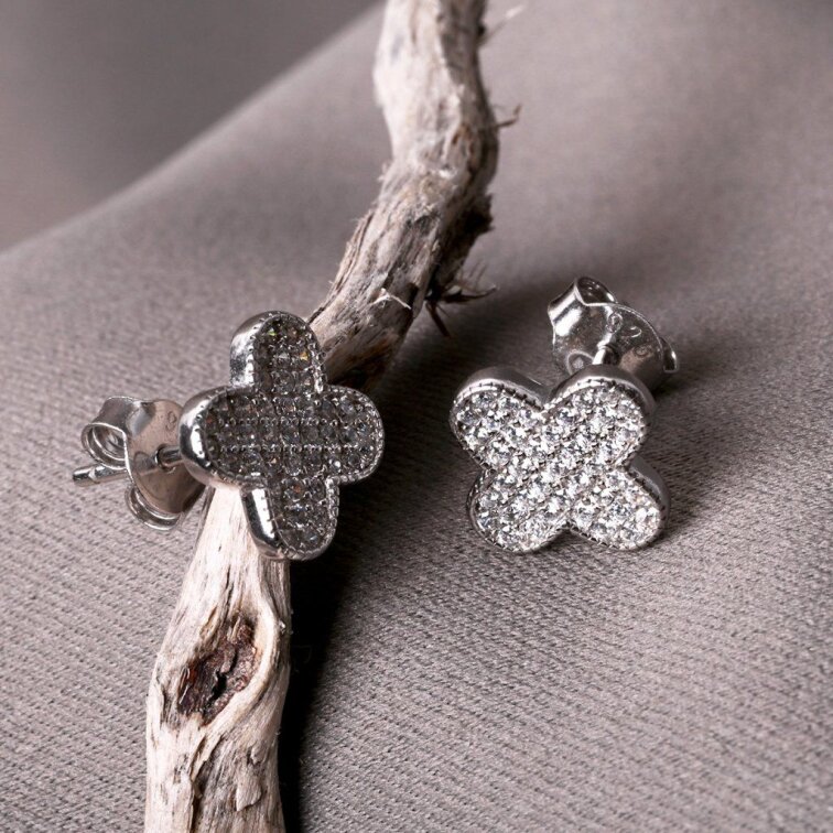Strieborné náušnice štvorlístky 11763.1