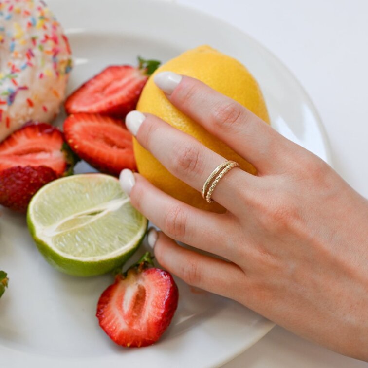 Pozlátený strieborný dvojitý prsteň 65021