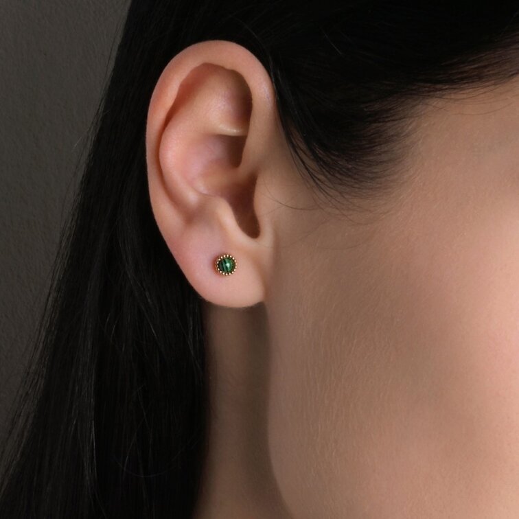 Náušnice oceľové s africkým malachitom 41016.3