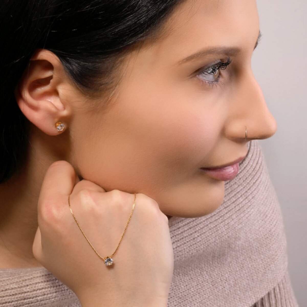 Ocelová sada s krystalem 49001.1 gold