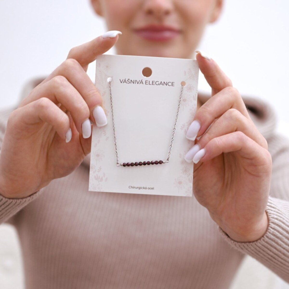 Ocelový náhrdelník červený 42038.3