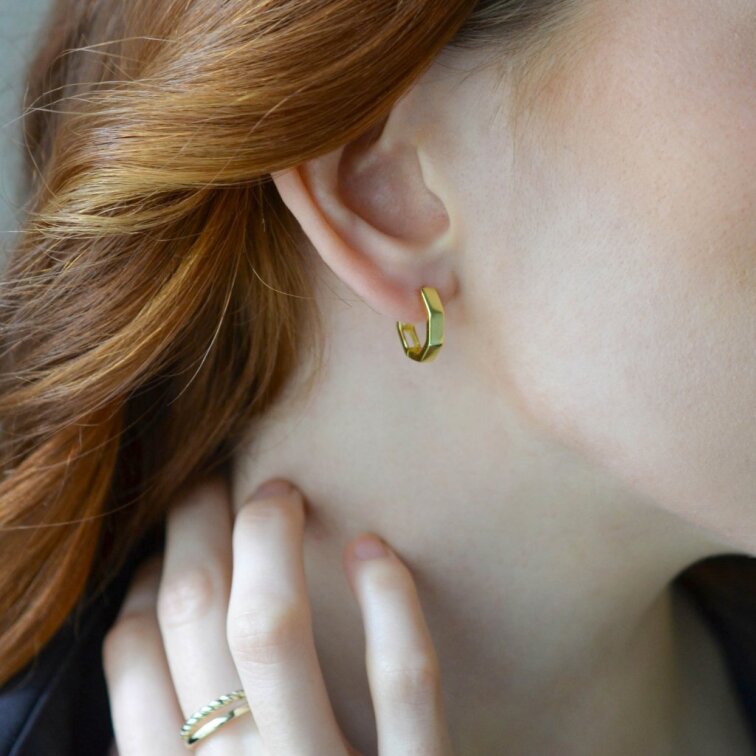 Pozlátené náušnice hranaté kruhy 61102