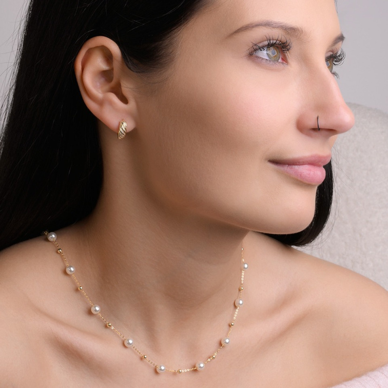 Pozlátený náhrdelník so shell perličkami 12184.1