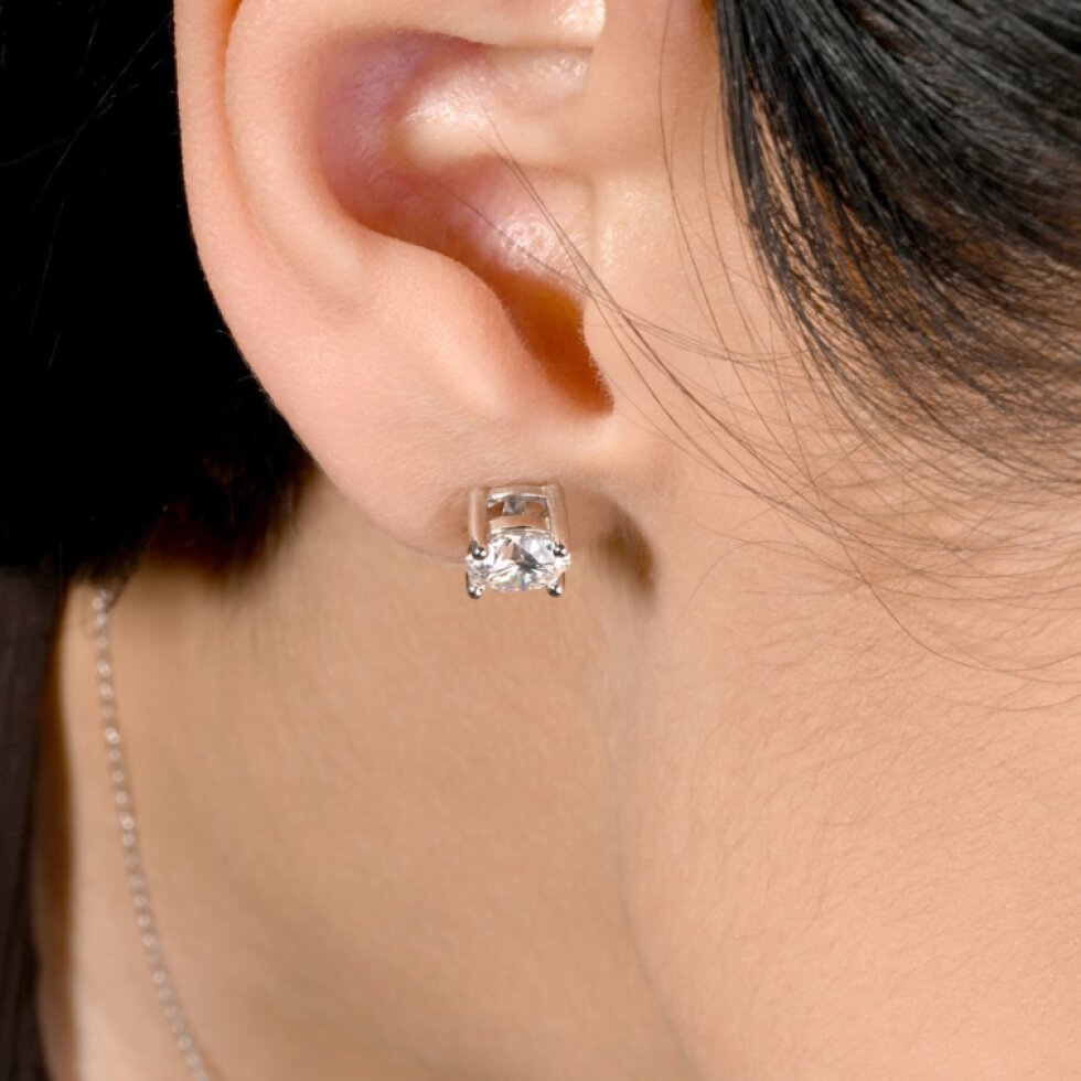 Strieborné náušnice ELEN 11M00008 moissanite