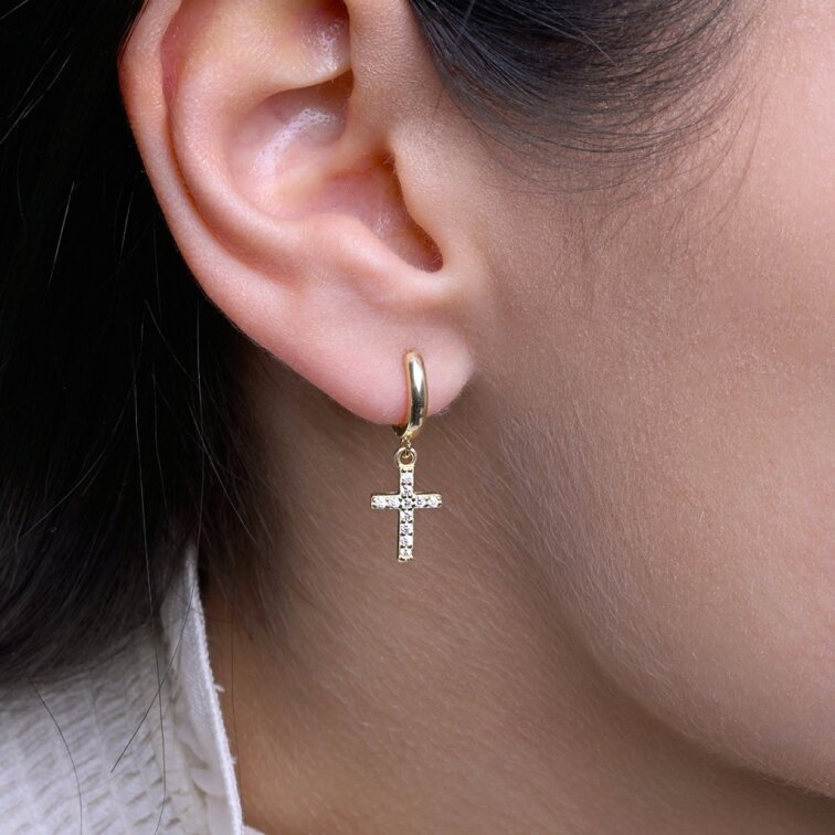 Pozlátené krúžky so zaveseným krížikom 11778.1