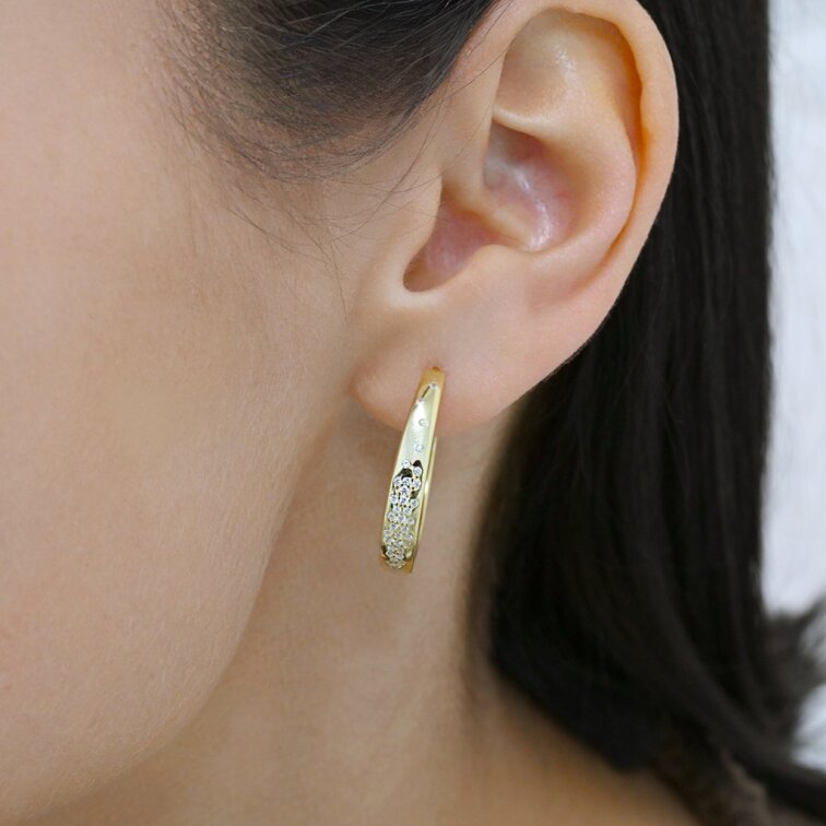 Pozlacené náušnice kruhy se zirkony 11774.1