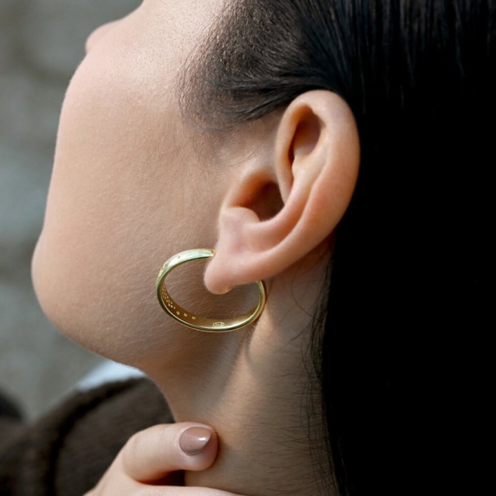 Pozlacené náušnice kruhy se zirkony 11774.1