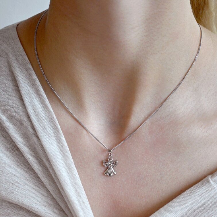 Strieborný prívesok anjel so Swarovski kryštálom 34262.1