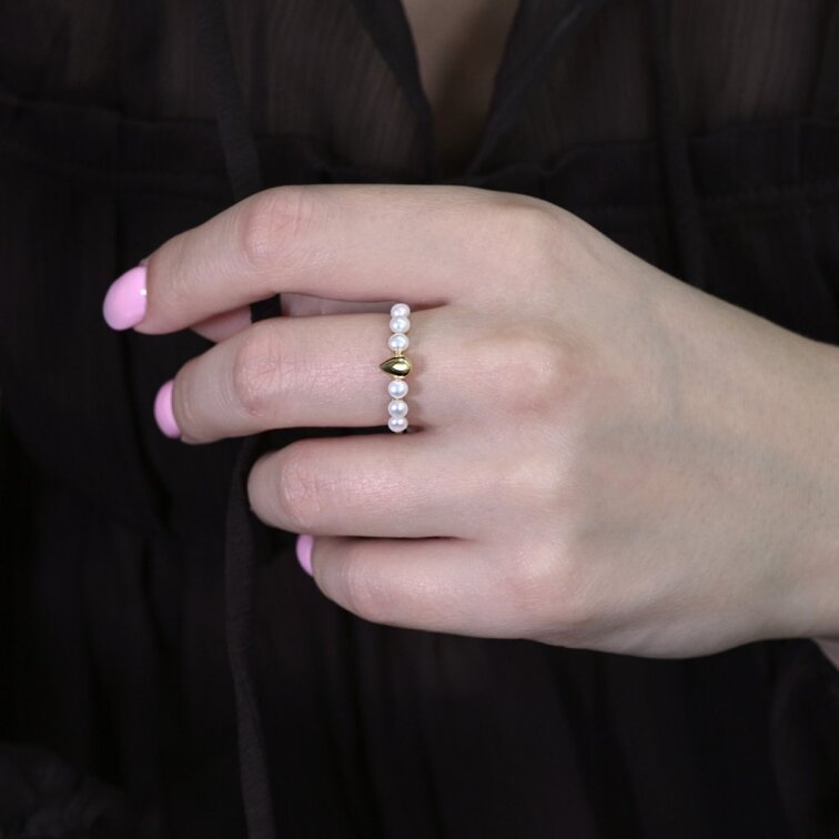 Pozlacený prsten s říčními perlami 25005.1