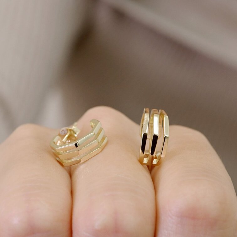 Pozlacené náušnice hranaté půlkruhy 61152