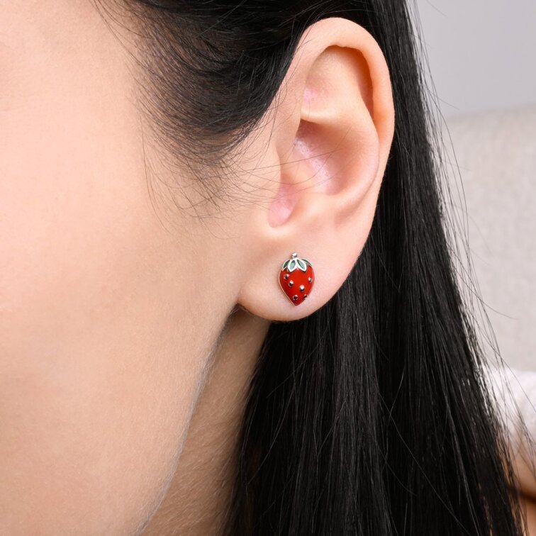 Stříbrné náušnice jahůdky 61138