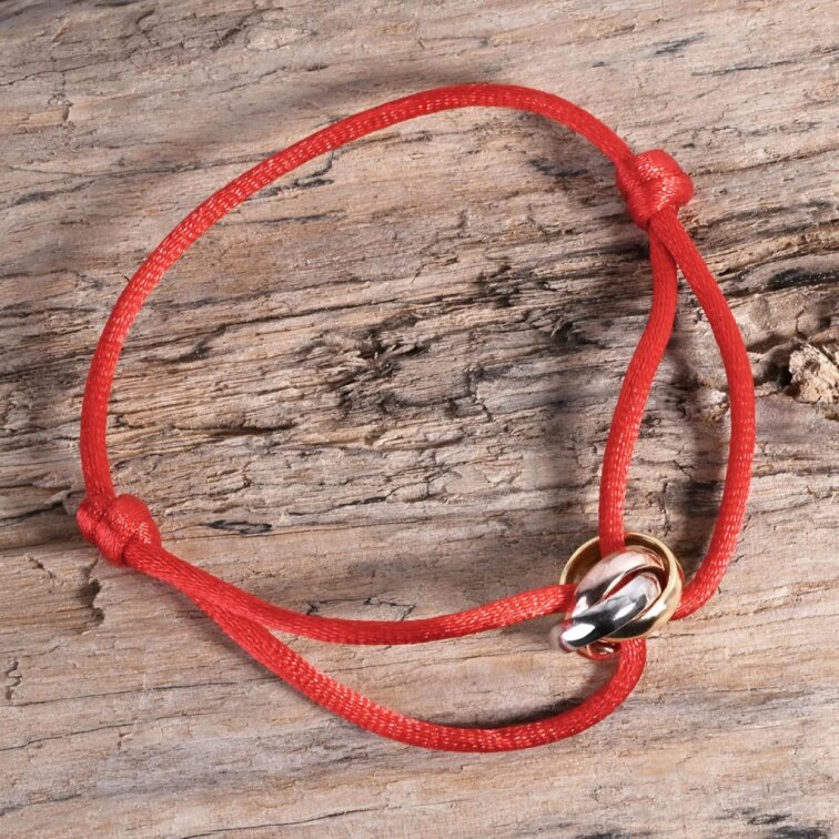 Kabbalah náramok s trojfarebnými krúžkami 13092.3 red