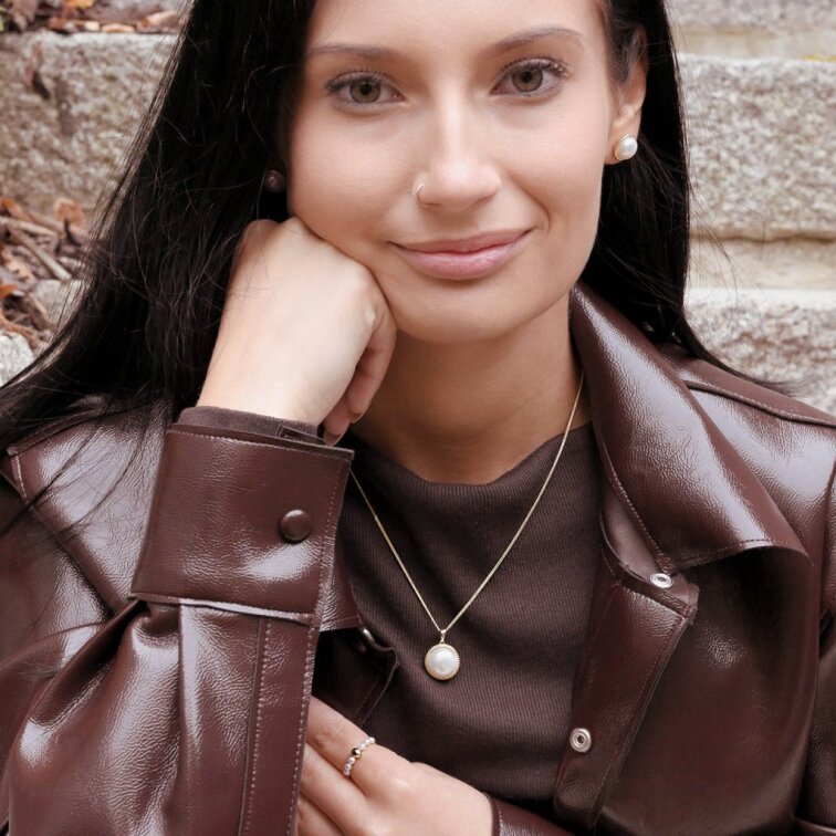 Pozlacené náušnice s říční perlou 21115.1