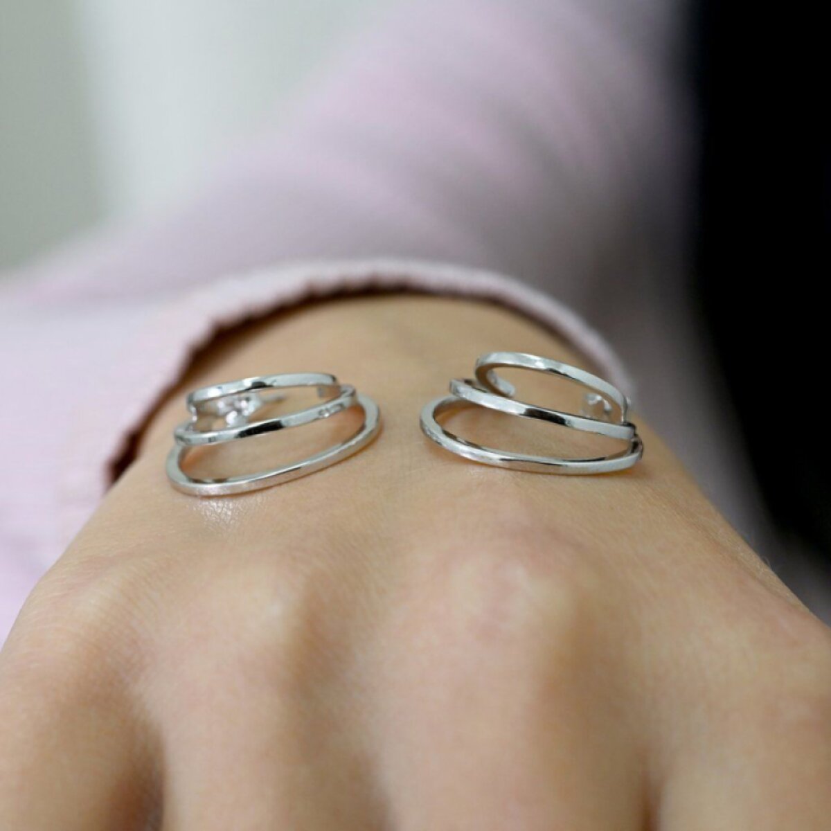 Strieborné náušnice tri kruhy 61020