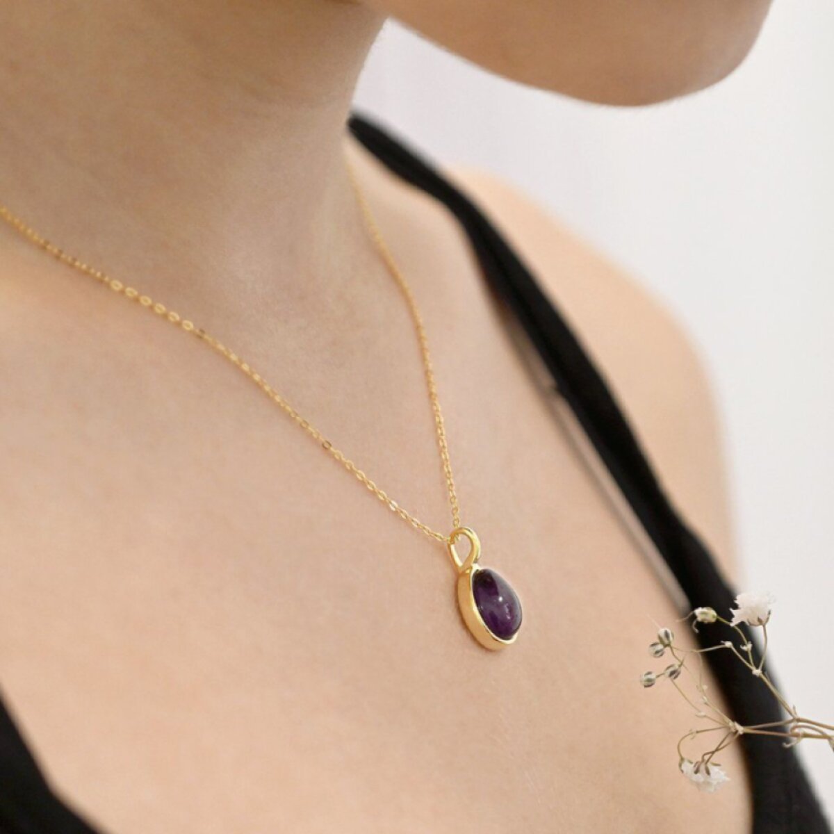 Pozlacený náhrdelník s ametystem 12156.3