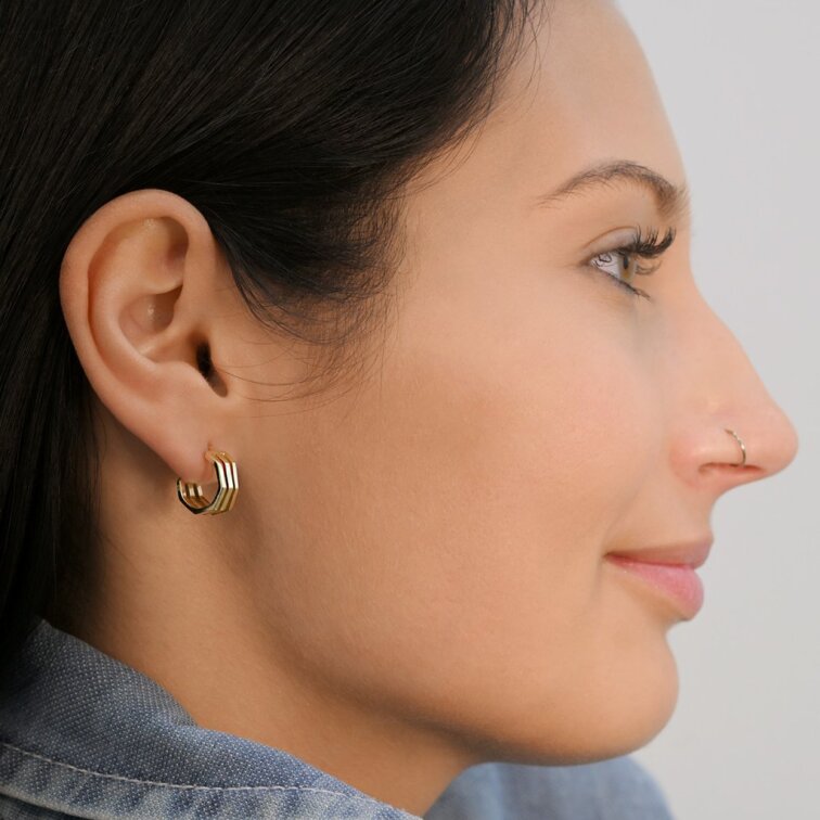 Pozlacené náušnice hranaté půlkruhy 61152