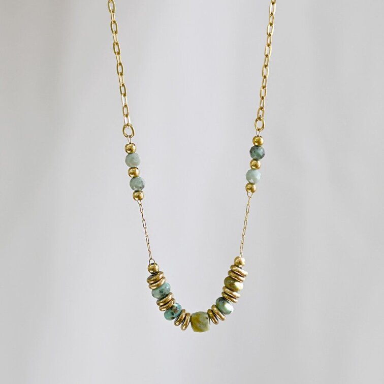 Náhrdelník ocelový s africkým tyrkysem 42033.3