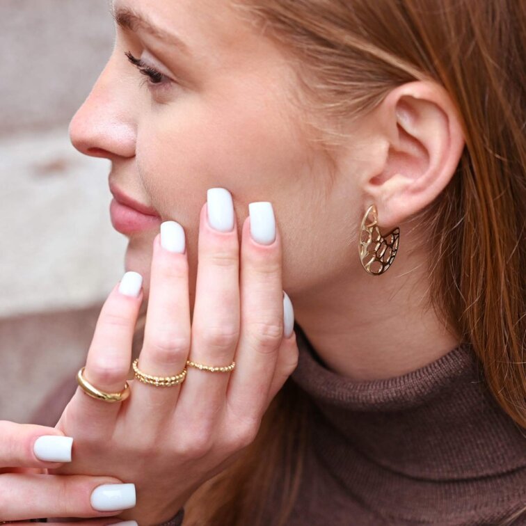 Pozlacené náušnice s moderním vzorem 61171