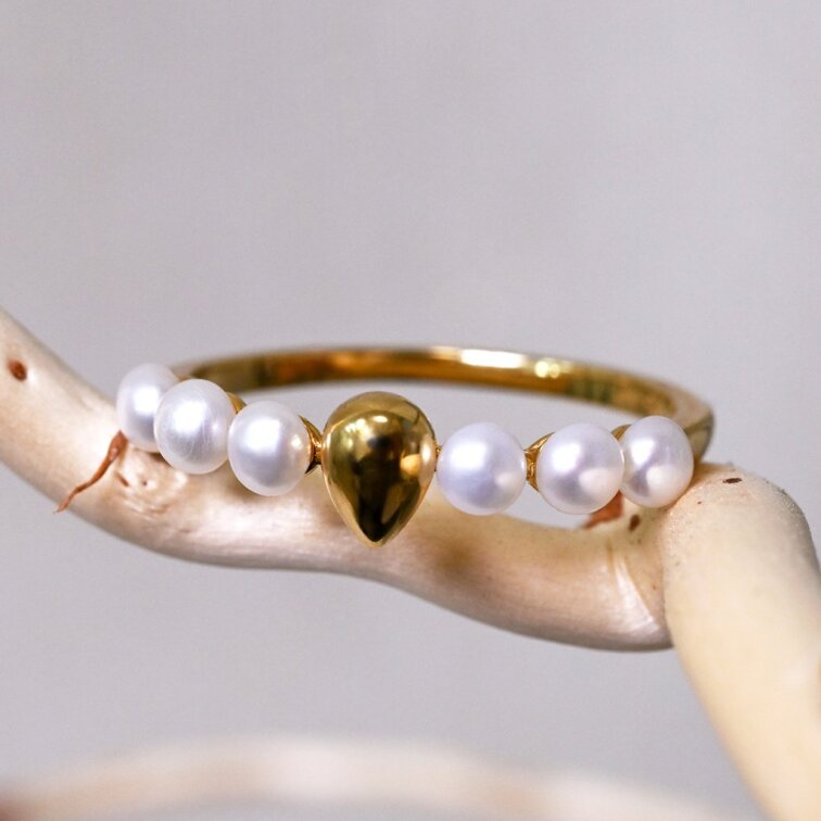 Pozlacený prsten s říčními perlami 25005.1