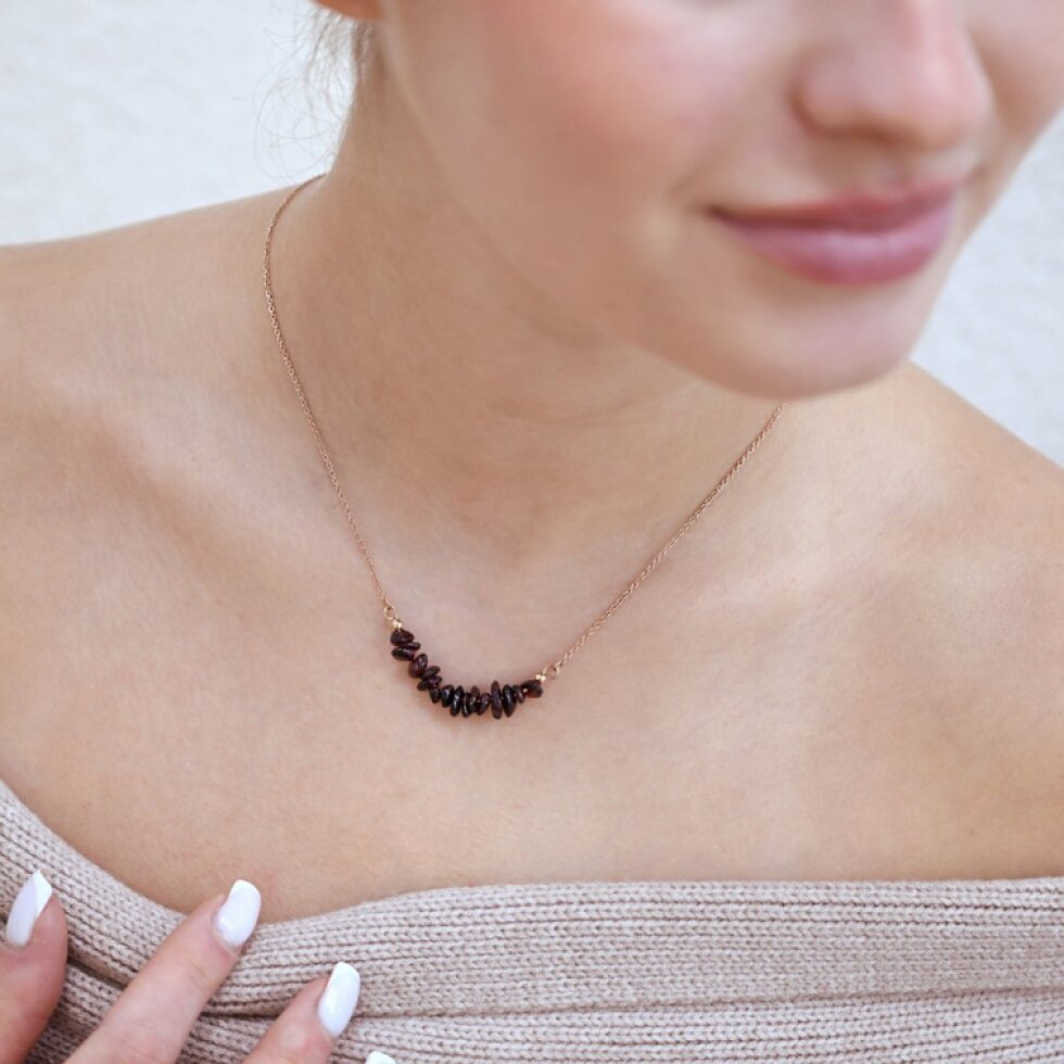 Náhrdelník s kamenem garnet 42037.3 ocel