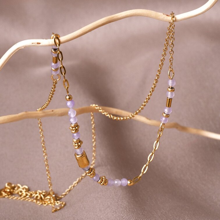 Náhrdelník oceľový s ametystom 42030.3