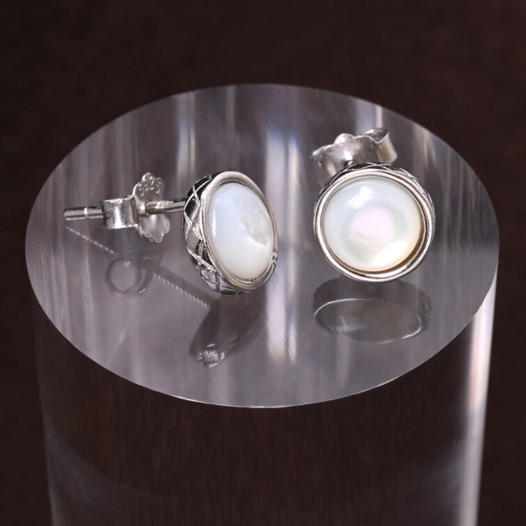 Stříbrné náušnice perleťová kolečka 11798.1