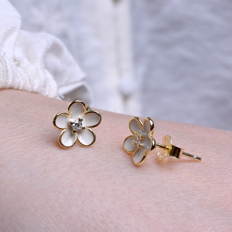 Pozlátené náušnice kvietky 11753.1