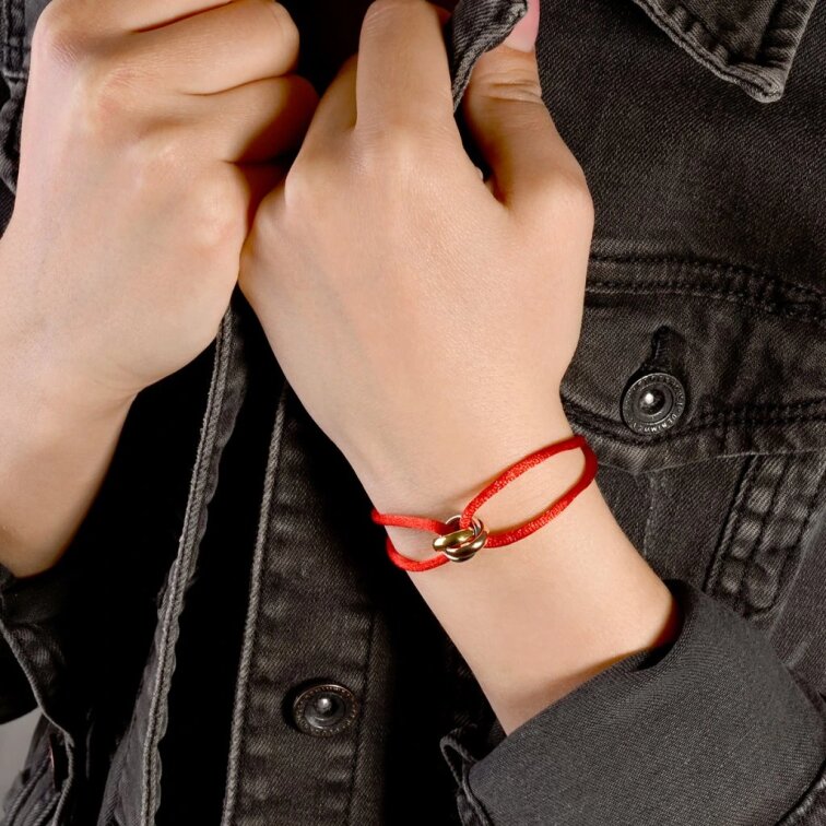 Kabbalah náramok s trojfarebnými krúžkami 13092.3 red