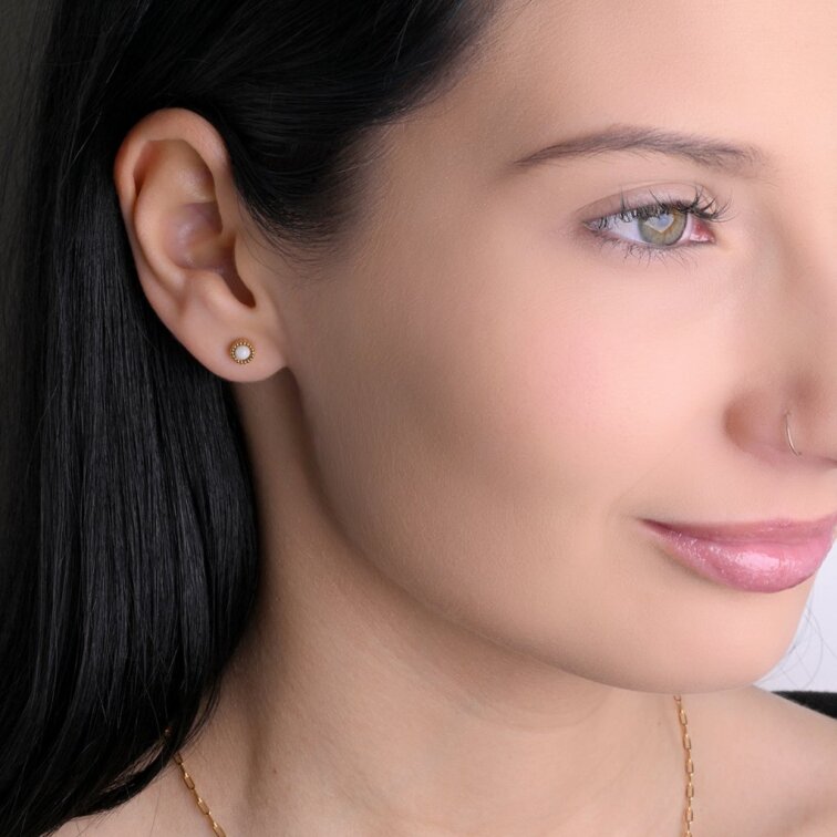 Náušnice oceľové s bielym jadeitom 41016.1