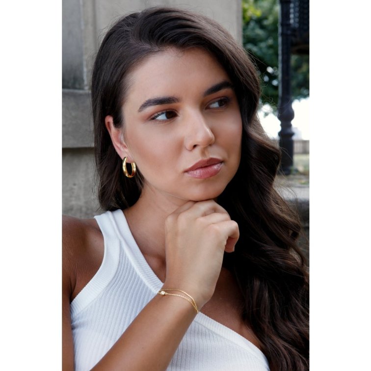 Pozlátený náramok dvojitá retiazka so zirkónom 63006