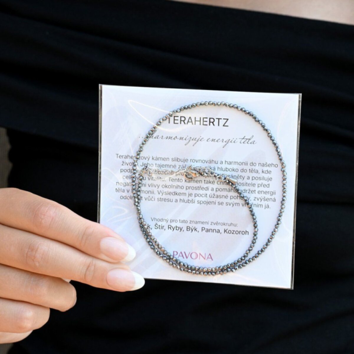 Náhrdelník s kameňmi terahertz 42012.3 oceľ