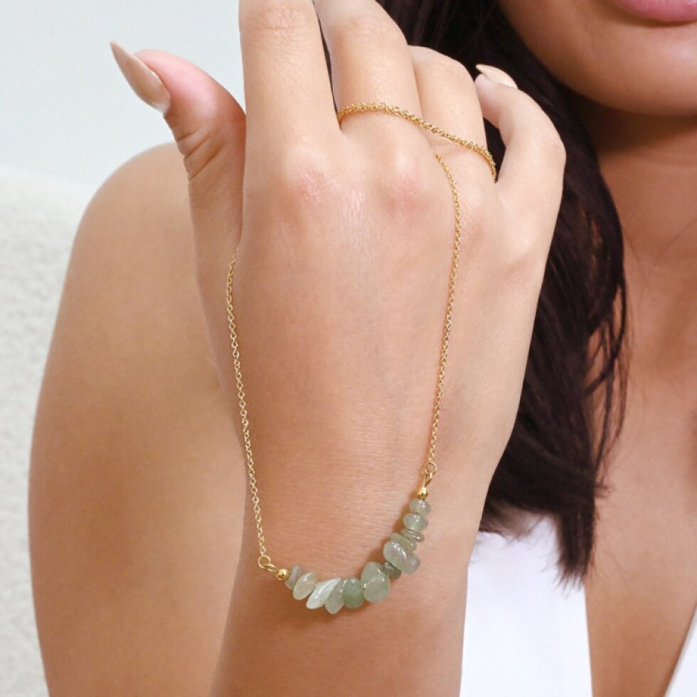 Náhrdelník s kamenem zelený avanturín 42037.3 ocel