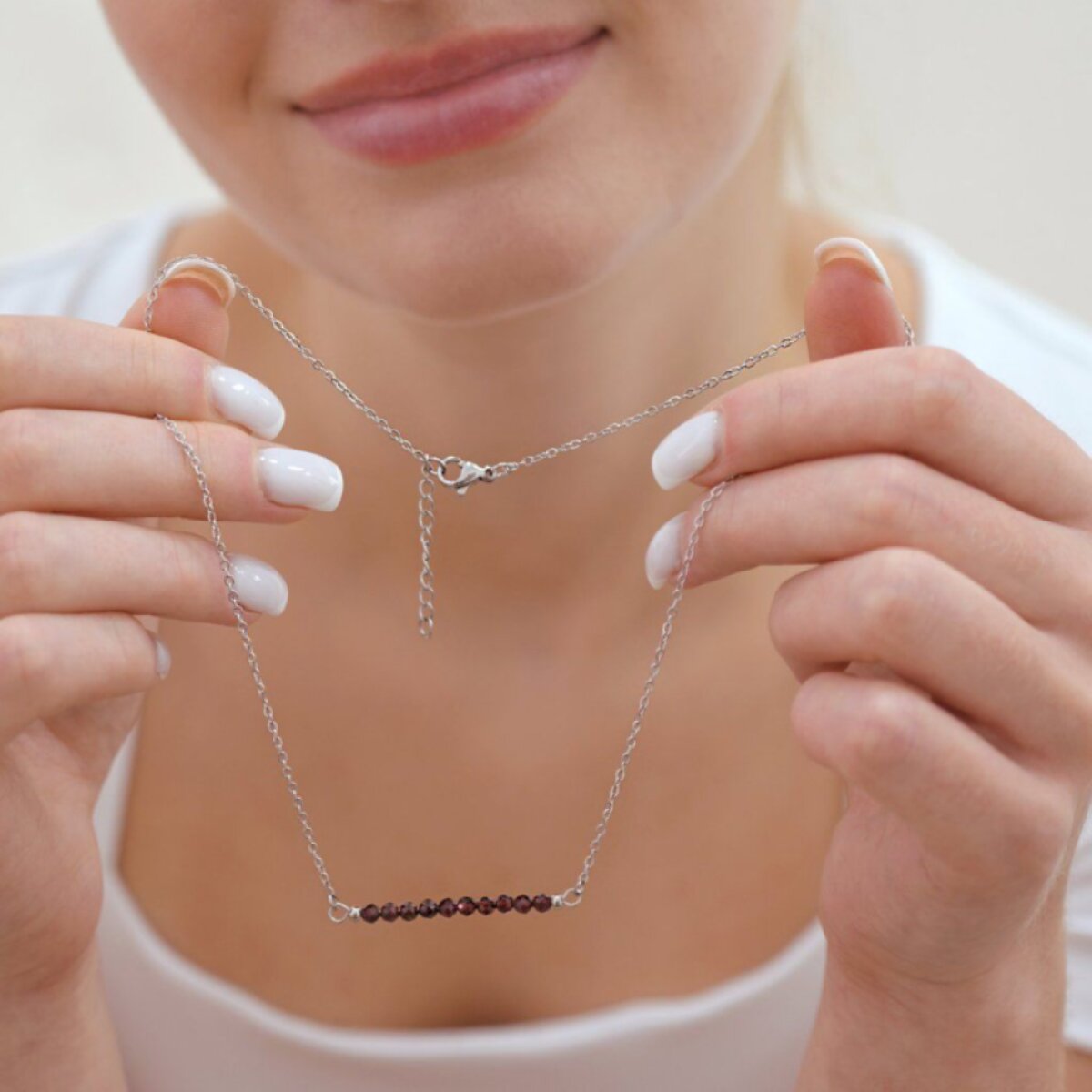 Ocelový náhrdelník červený 42038.3