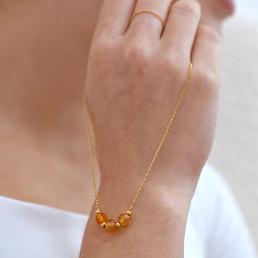 Náhrdelník s oranžovým achátem 42036.3 ocel