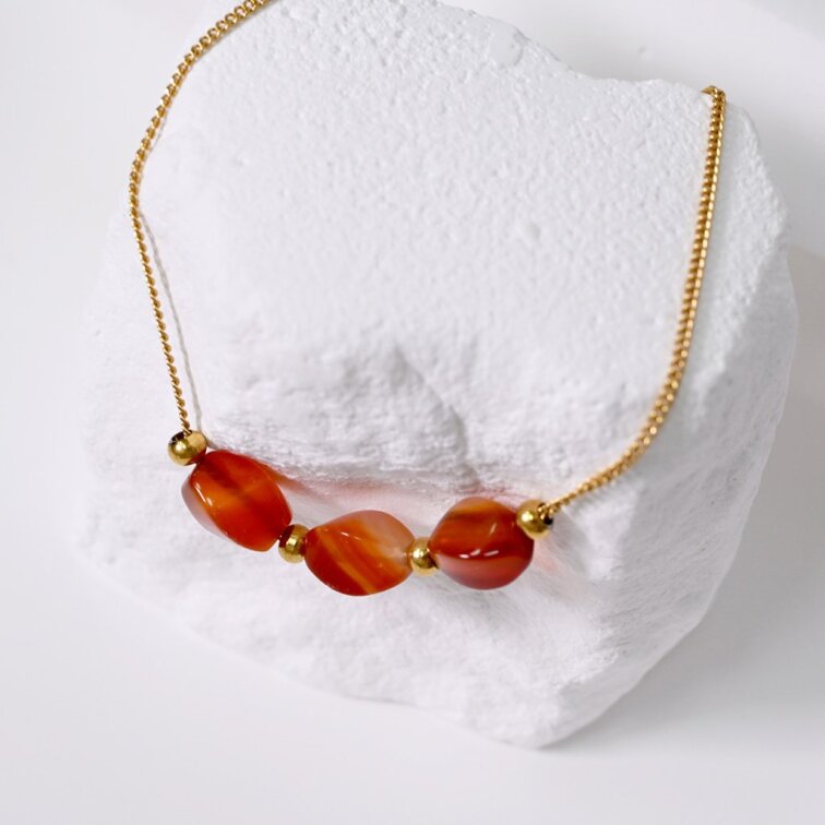 Náhrdelník s červeným achátem 42036.3 ocel