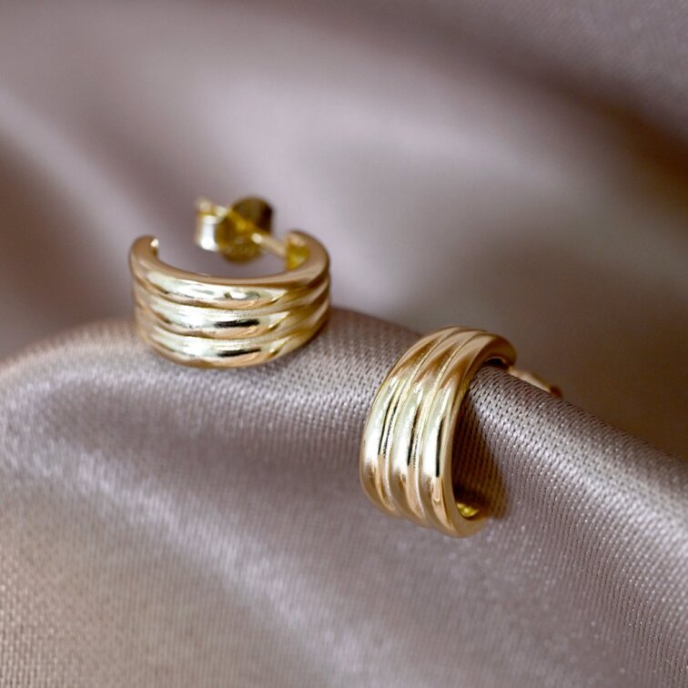 Pozlacené náušnice půlkruhy 61154