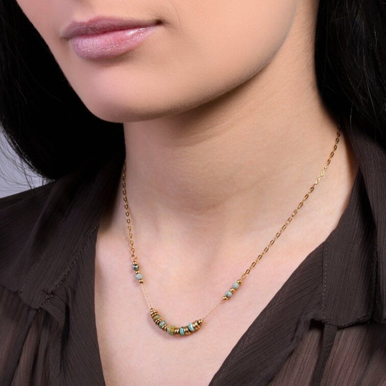 Náhrdelník ocelový s africkým tyrkysem 42033.3