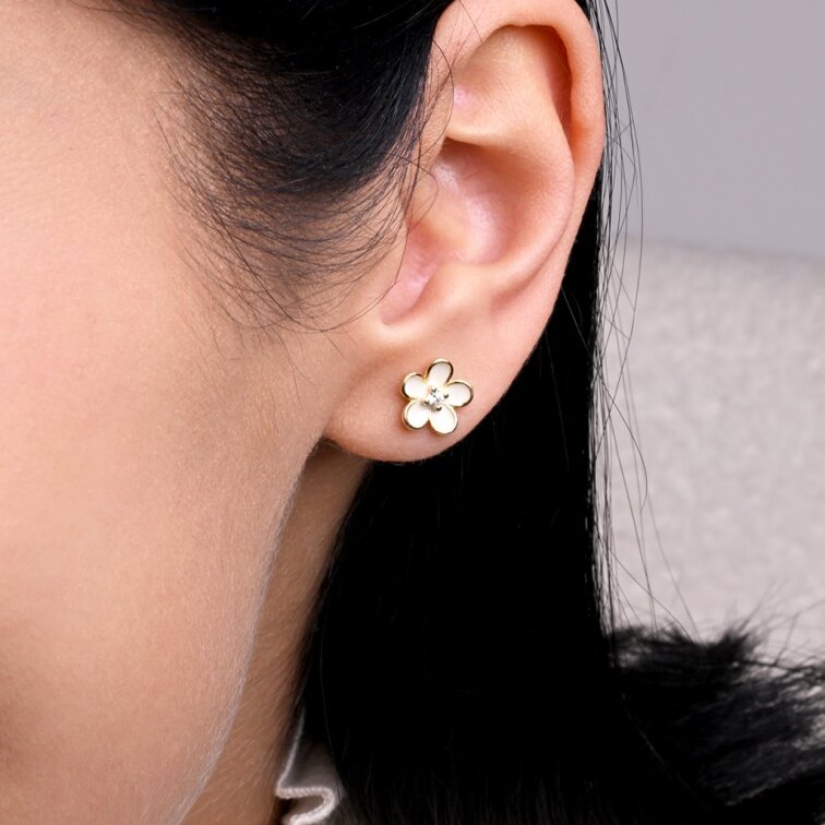 Pozlátené náušnice kvietky 11753.1